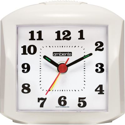 Despertador Quartz Ambiente Ref: 1601-021 Branco Retangular