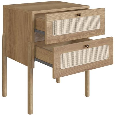 Cabeceira Casal Queen 160cm e 2 Mesas Laterais 2 Gavetas Madeira Moss A03 Hanover Roble - Lyam Decor