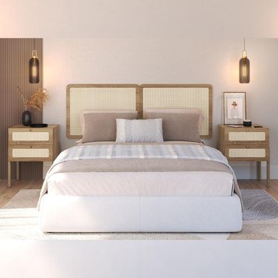 Cabeceira Casal Queen 160cm e 2 Mesas Laterais 2 Gavetas Madeira Moss A03 Hanover Roble - Lyam Decor