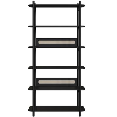 Estante Livreiro Home Office e Mesa Escrivaninha Pés Madeira Moss A03 Nero Preto - Lyam Decor