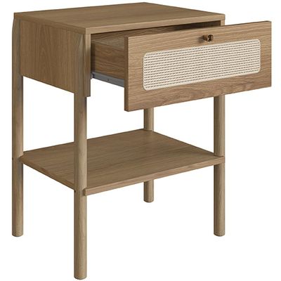 Cabeceira Solteiro 90cm e 1 Mesa Lateral 1 Gaveta Madeira Moss A03 Hanover Roble - Lyam Decor