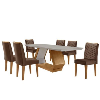 Mesa De Jantar 6 Lugares Retangular Rufato Alvorada Londrina Vel. Marrom/off White/imbuia