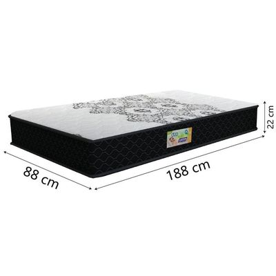 Cama Box Baú Solteiro Gazin Colchão Espuma D33 Duo Balance Suede 88x188x63cm Preto/branco
