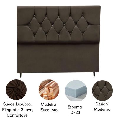 Cabeceira Solteiro Cama Box Estofada 90 Cm Suede Eva marrom