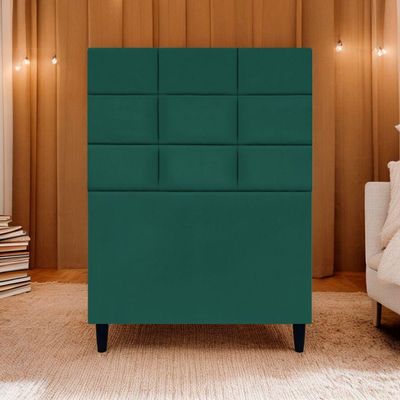 Cabeceira Decorativa Florem Para Cama De Solteiro 90 Cm Suede Verde, Suede