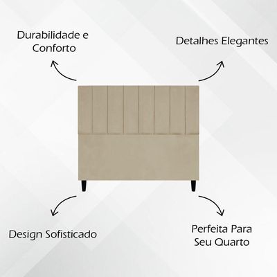 Cabeceira Decorativa Elen Para Cama De Casal 140 Cm Suede Nude, Suede