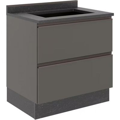 Balcão Cooktop Bartira Linea 5 Bocas com Gaveta e Porta Basculante Grafite