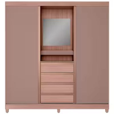 Guarda Roupa Fortaleza II com 2 Portas de Correr e 4 Gavetas Bartira Avelã/Cappuccino