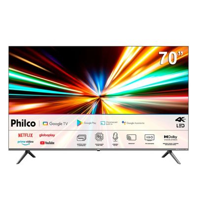 Smart TV LED 70 Ultra HD Philco 4K PTV70G2SGSGB Google TV com HDMI, USB, Wi-Fi, Dolby Atmos, Dolby Vision e Chromecast integrado Cinza / Bivolt