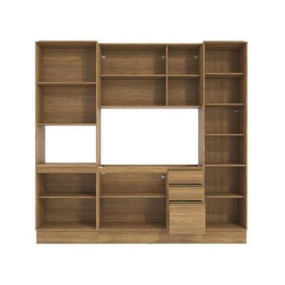 Cozinha Compacta Com Kit Forno Celeste Kappesberg 100% MDF Nogueira 240cm