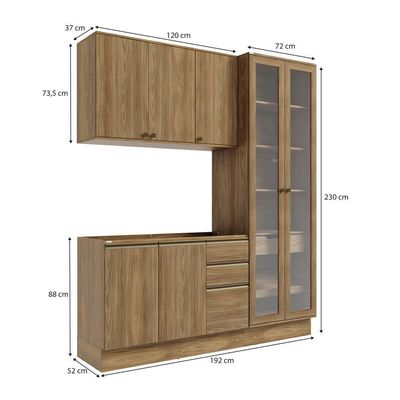 Cozinha Compacta Celeste Kappesberg 100% Mdf Nogueira 192cm