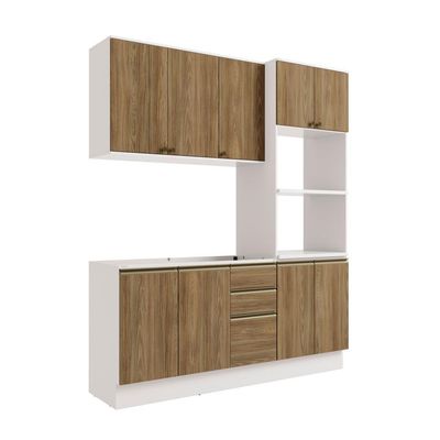 Cozinha Compacta Celeste Kappesberg 100% Mdf Branco/nogueira 190cm