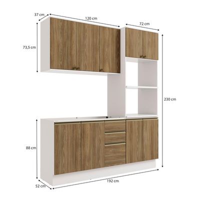 Cozinha Compacta Celeste Kappesberg 100% Mdf Branco/nogueira 190cm