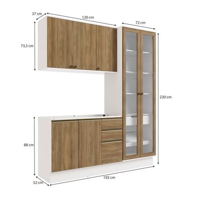 Cozinha Compacta Celeste Kappesberg 100% Mdf Branco/nogueira 192cm