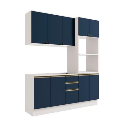 Cozinha Compacta Celeste Kappesberg 100% Mdf Branco/azul 190cm