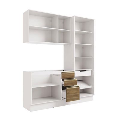 Cozinha Compacta Celeste Kappesberg 100% Mdf Branco/nogueira 192cm