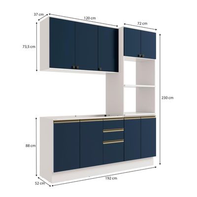 Cozinha Compacta Celeste Kappesberg 100% Mdf Branco/azul 190cm