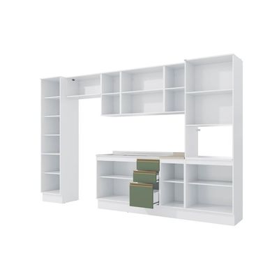 Cozinha Modulada Celeste Kappesberg 100% MDF Branco/Verde 8 Peças
