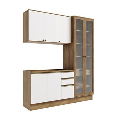 Cozinha Compacta Celeste Kappesberg 100% Mdf Nogueira/Branco 192cm