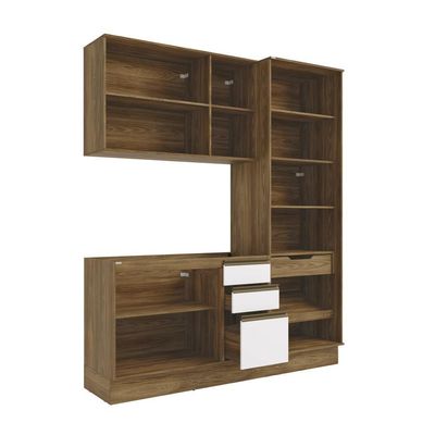 Cozinha Compacta Celeste Kappesberg 100% Mdf Nogueira/Branco 192cm