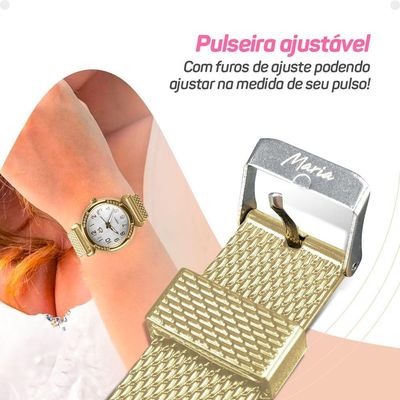 Relogio Feminino Silicone Dourado Banhado Inox Aço + Caixa Moda Presente Personalize Social Casual