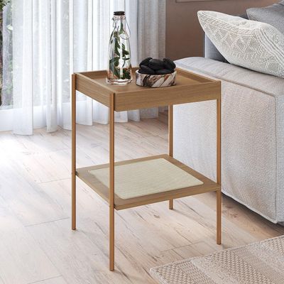 Mesa Lateral Para Sala de Estar Industrial Indy A03 Hanover Dourado - Lyam Decor