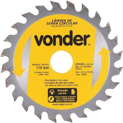 Disco De Serra Circular 110 X 20mm Para Madeira 24 Dentes - Vonder