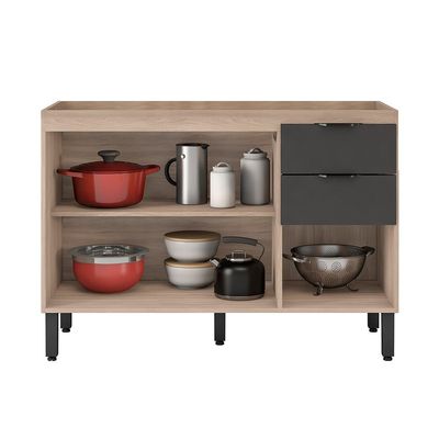 Cozinha Compacta Firenze I 5 PT 2 GV Avena e Grafito