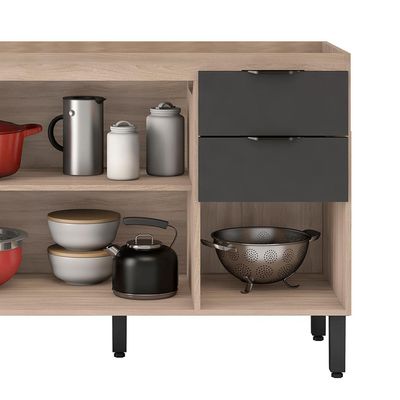 Cozinha Compacta Firenze I 5 PT 2 GV Avena e Grafito