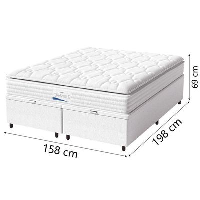 Cama Box Baú Casal Queen Colchão Molas Ensacadas Granville Com Pillow Branco Probel