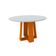 Mesa de Jantar Redonda com Tampo de Vidro Isabela Ipê e Off White 135 cm