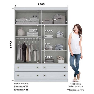 Guarda Roupa Henn Americano 4 Portas 4 Gavetas Branco