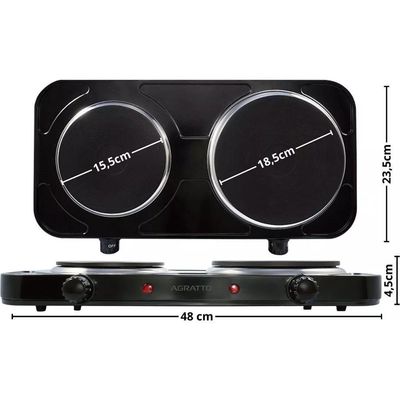 Fogão Elétrico de Mesa 2 Pratos 2500E FMP-01 Preto Agratto 110V