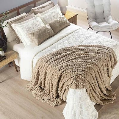 Cobertor Comfy Queen Manta Ultrasoft Alto Relevo Super Macia - Frape - Avelã