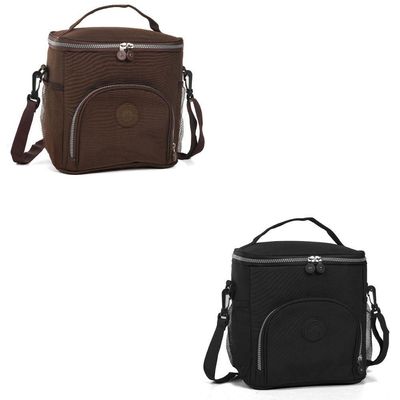Kit 2 Bolsas Térmicas De Mão Com Alça Ajustavel Para Marmita Lancheira Impermeável preto-ma