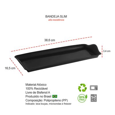 Bandeja e Cesta Cesto Pao Petisco Bar BPA Free Preto 2un