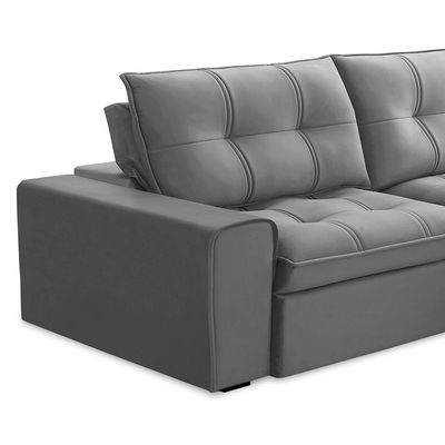 Sofá 3 Lugares Retrátil e Reclinável Argos Veludo Prata