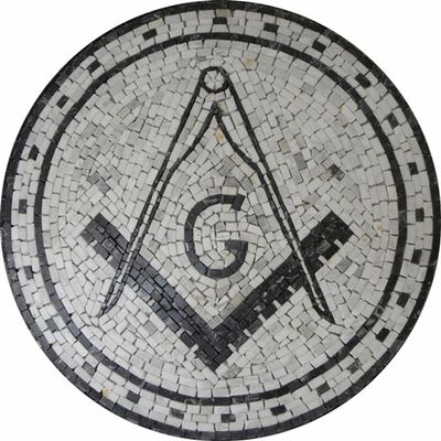 Piso Maçom Em Mosaico Esquadro E Compasso I Tamanho 90cm