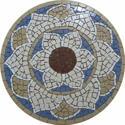 Mandala Indiana Piso Mosaico Lótus Iii Cerâmico Tamanho 70cm