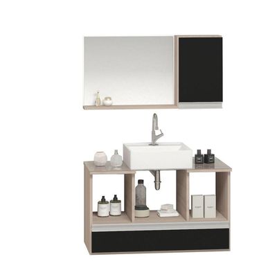 Conjunto Gabinete Venus 80cm Madeirado Preto