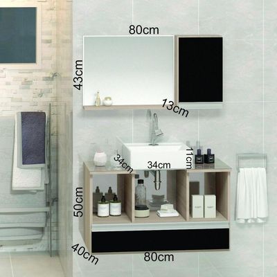 Conjunto Gabinete Venus 80cm Madeirado Preto