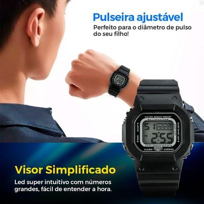 Relogio Digital Criança Infantil Silicone Menino + Caixa Adolescente Criança Silicone Ajustavel Data