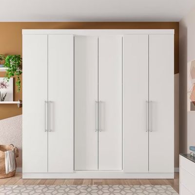 Guarda Roupa Casal Bartira Napoli UP 6 Portas 4 Gavetas 4 Prateleiras Branco