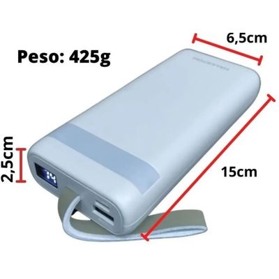 Carregador Power Bank Com Luz Led Turbo 20.000mah YD-06 H´maston Branco