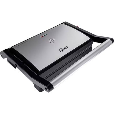 Mini Grill Elétrico Oster OGRL230 2 em 1 com abertura 180 Graus Inox / 220V