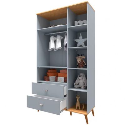 Guarda Roupa Infantil Bartira Ternura com 3 Portas 2 Gavetas e 5 Nichos Azul Wood