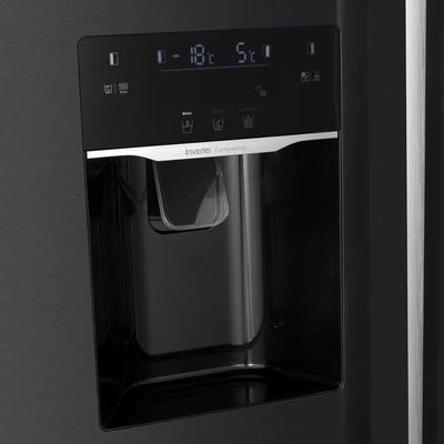 Geladeira TCL Side by Side C516SBIMN Twin Eco Inverter Frost Free516L Dispenser de Água na Porta Metal Cooling Painel Digital com 2 Portas Inox / 110V