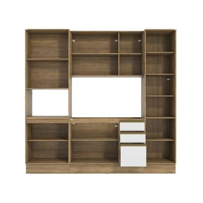 Cozinha Compacta Com Kit Forno Celeste Kappesberg 100% MDF Nogueira/Branco 240cm