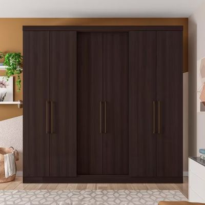 Guarda Roupa Casal Bartira Napoli UP 6 Portas 4 Gavetas 4 Prateleiras Café