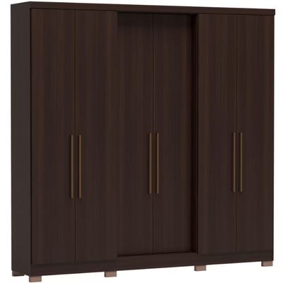 Guarda Roupa Casal Bartira Napoli UP 6 Portas 4 Gavetas 4 Prateleiras Café
